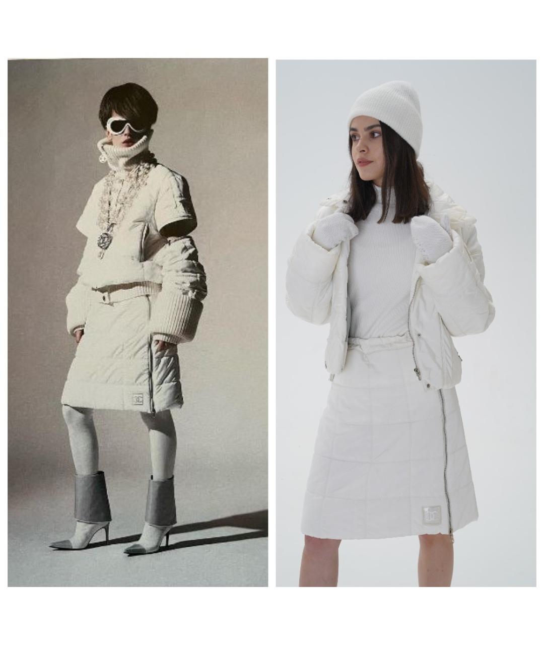 CHANEL Белая полиэстеровая юбка миди, фото 3