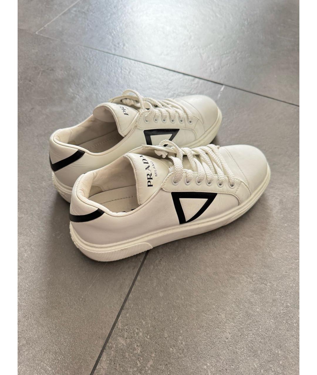 PRADA Белые кожаные кеды, фото 5