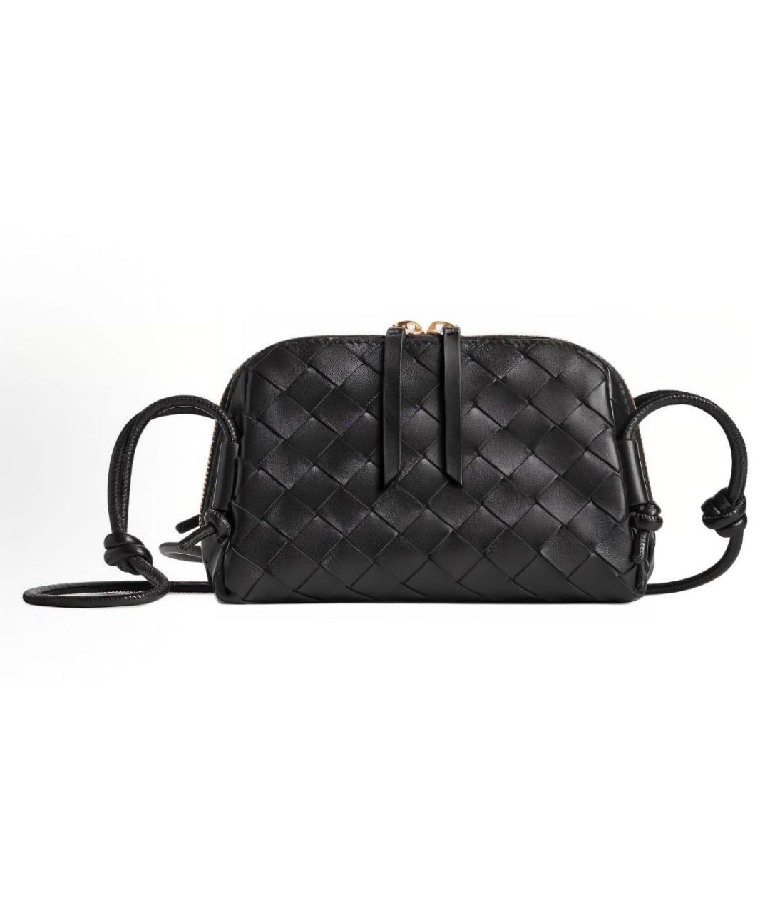 BOTTEGA VENETA Черная кожаная сумка через плечо, фото 6