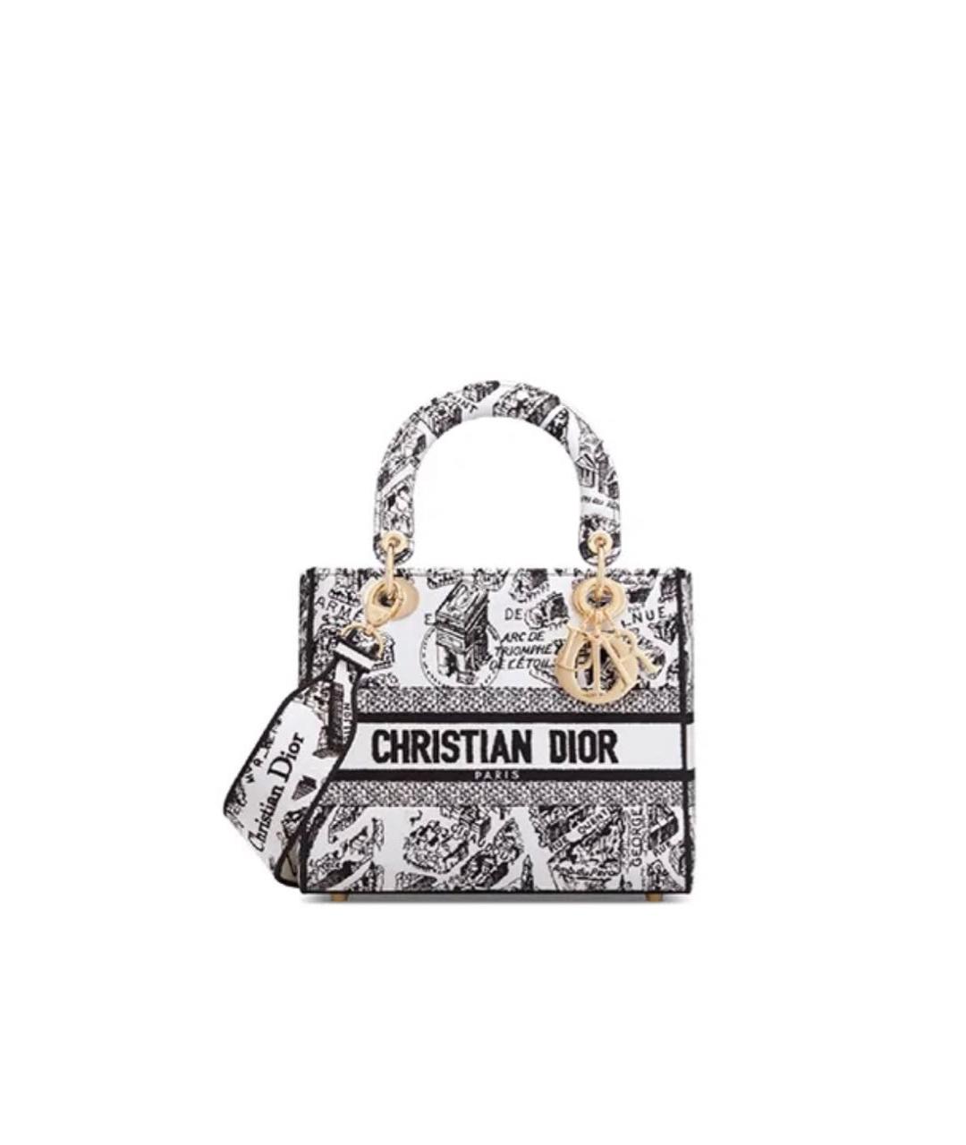 CHRISTIAN DIOR Белая хлопковая сумка с короткими ручками, фото 7