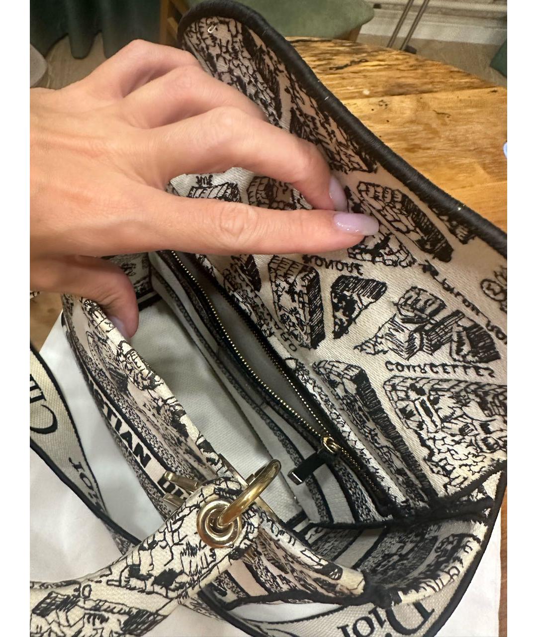 CHRISTIAN DIOR Белая хлопковая сумка с короткими ручками, фото 4