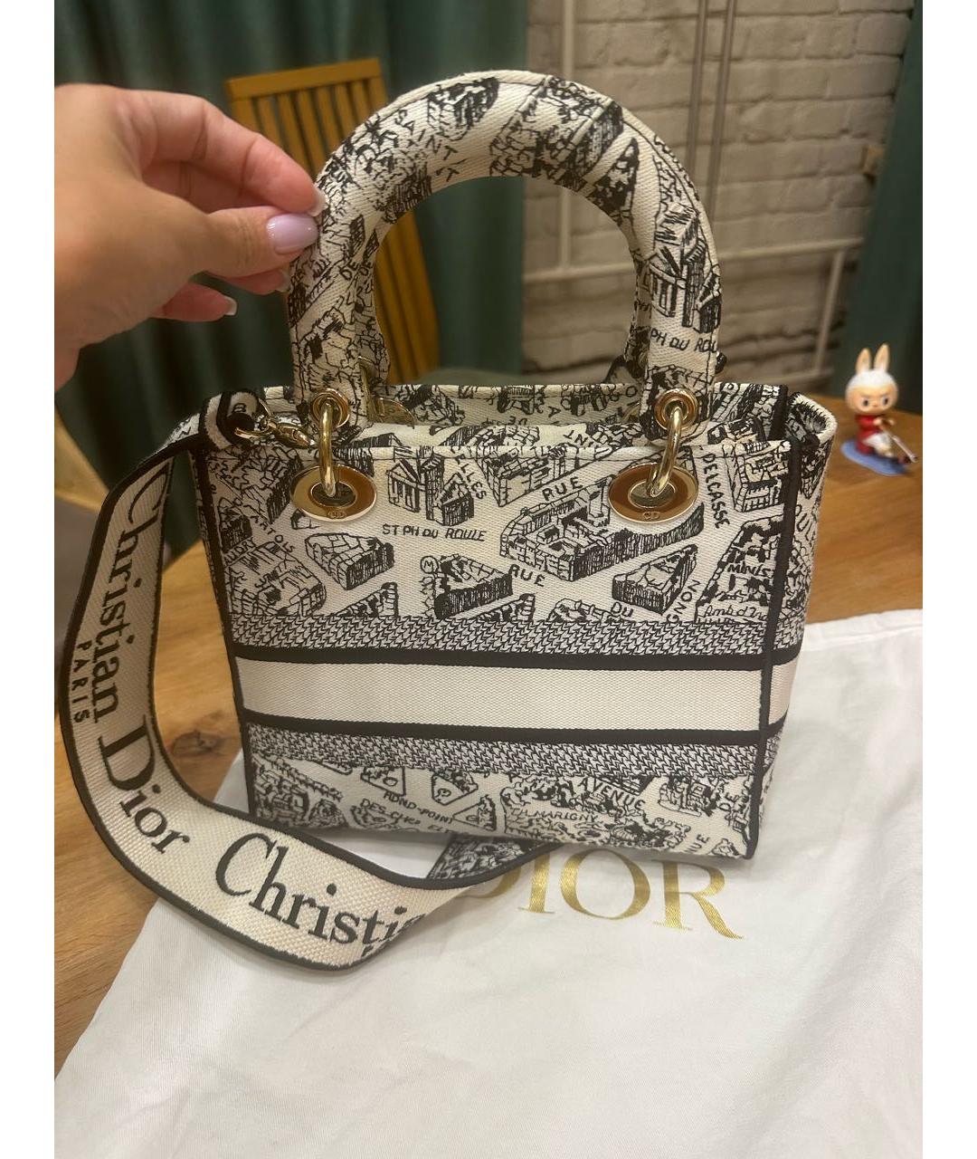 CHRISTIAN DIOR Белая хлопковая сумка с короткими ручками, фото 3