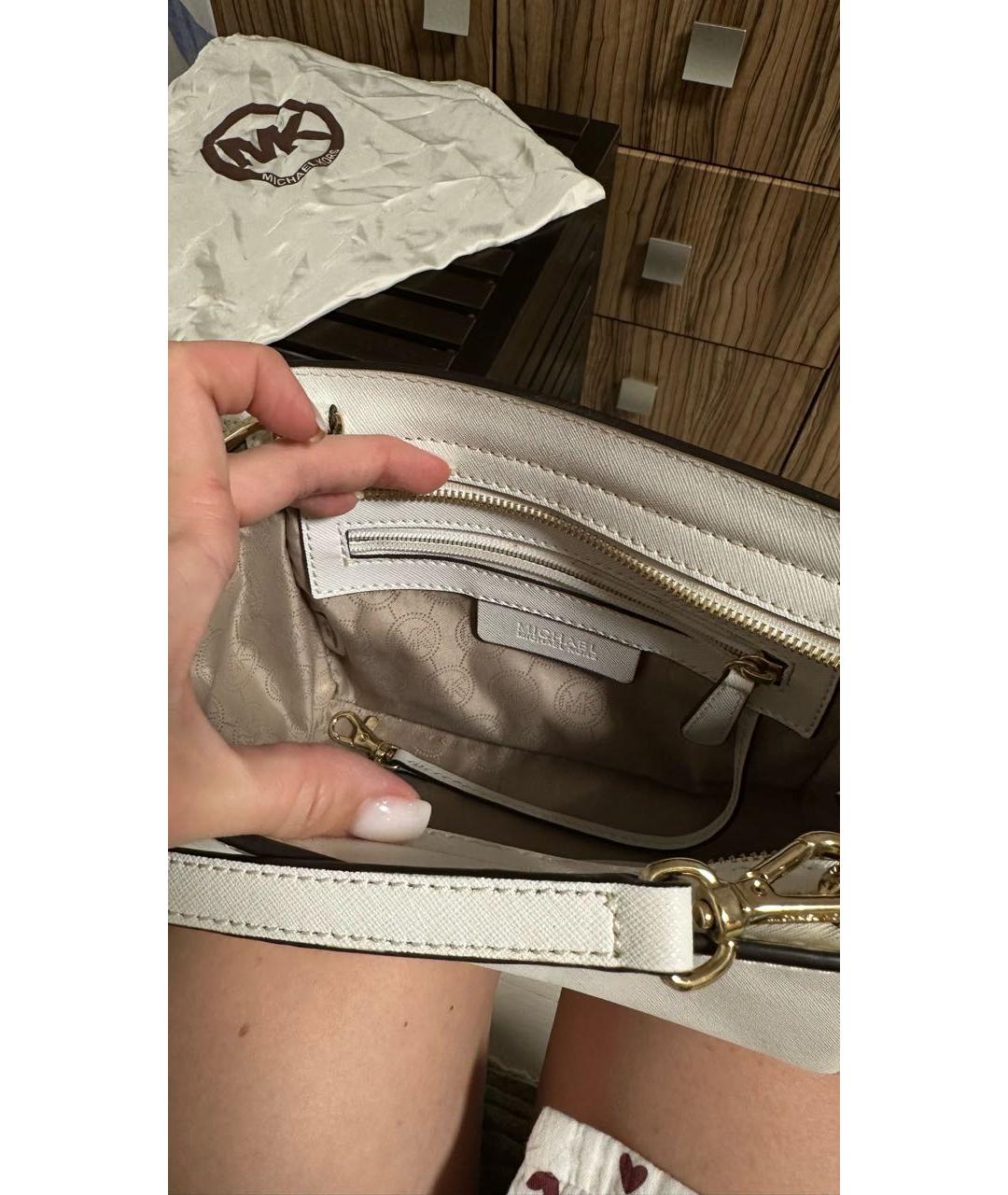 MICHAEL KORS Белая кожаная сумка через плечо, фото 3