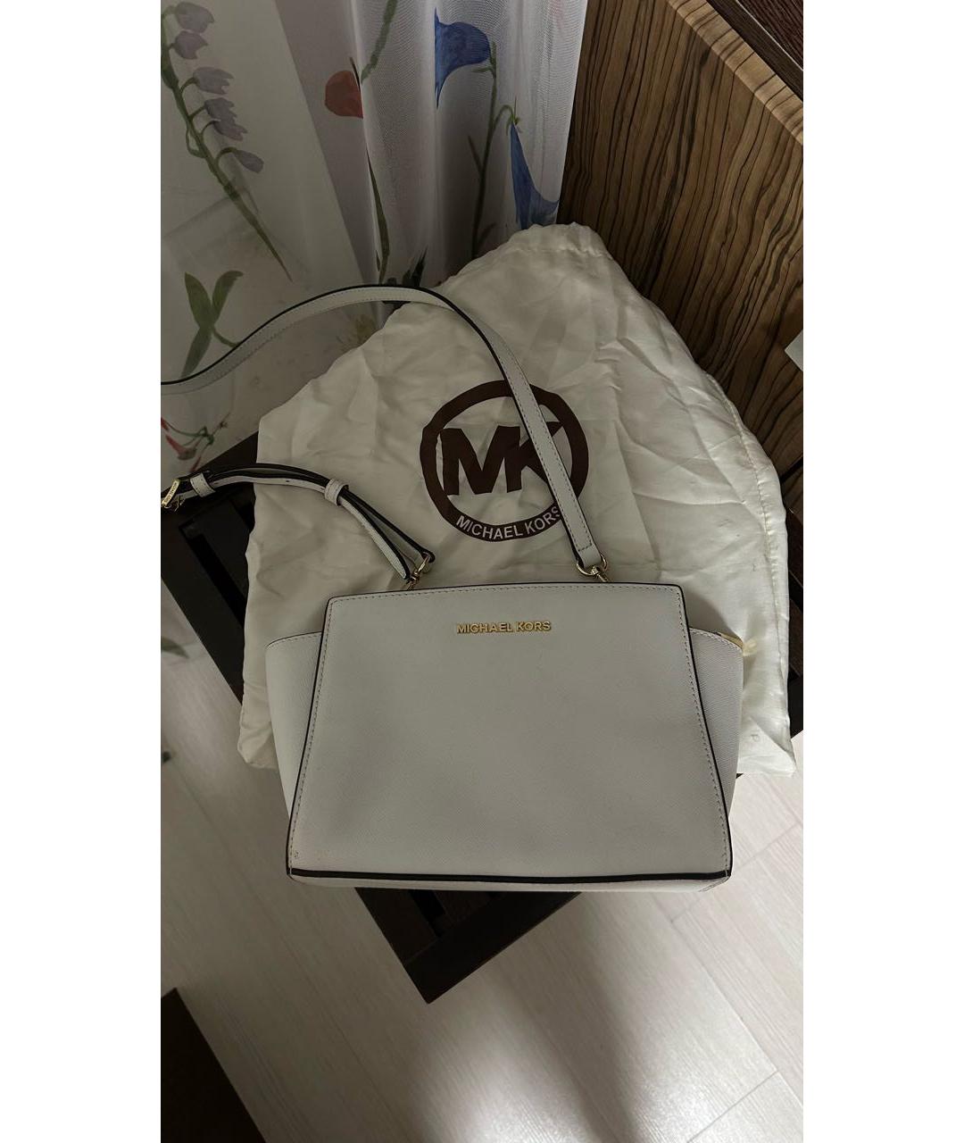 MICHAEL KORS Белая кожаная сумка через плечо, фото 2