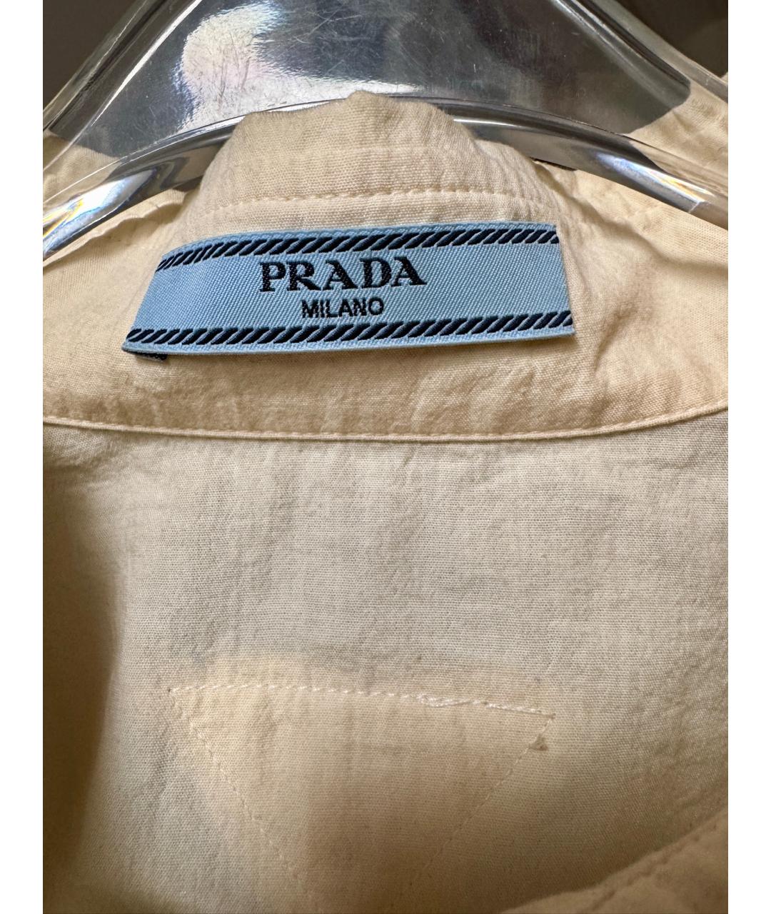 PRADA Бежевая хлопковая рубашка, фото 7