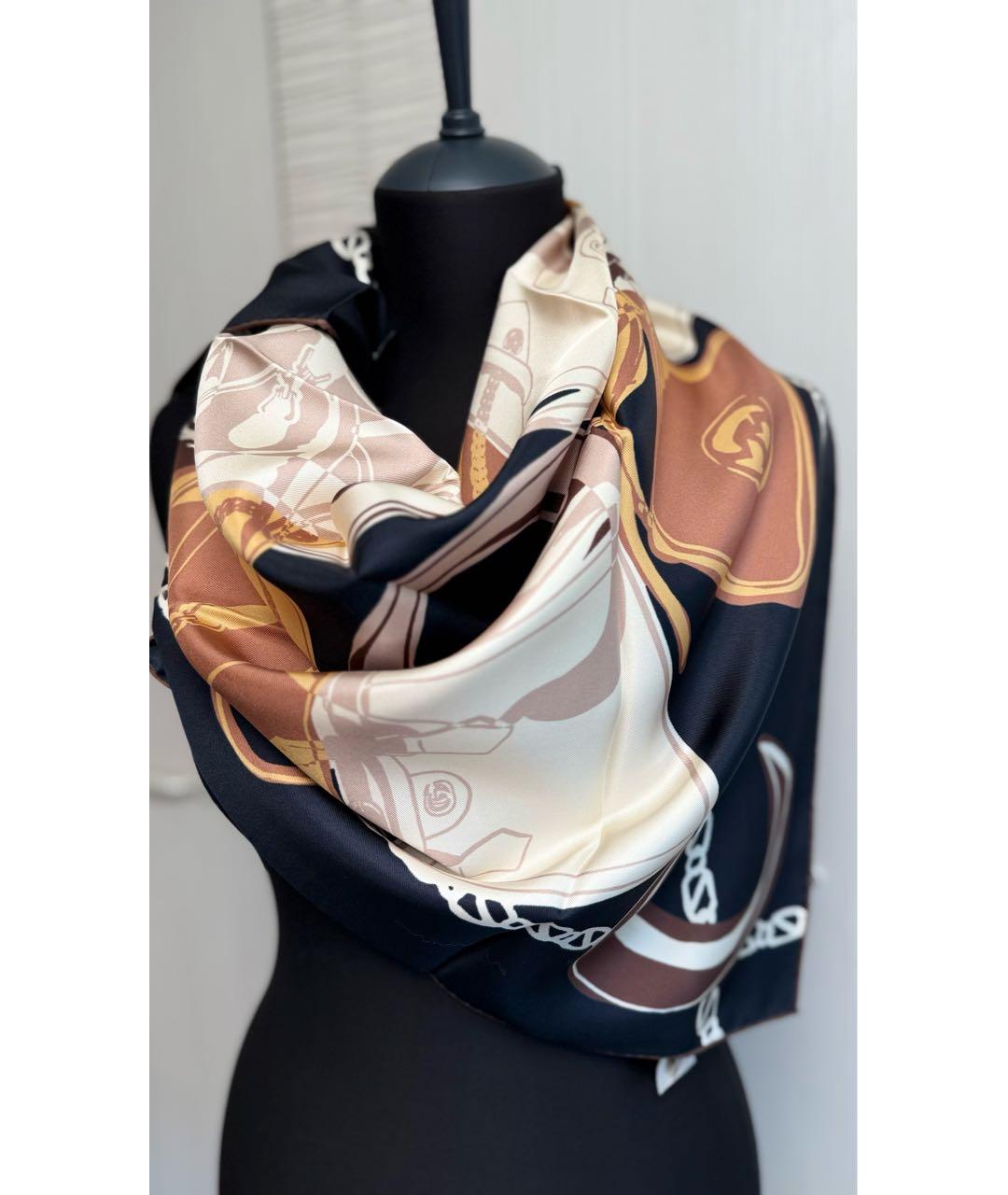 GUCCI Коричневый шелковый платок, фото 6
