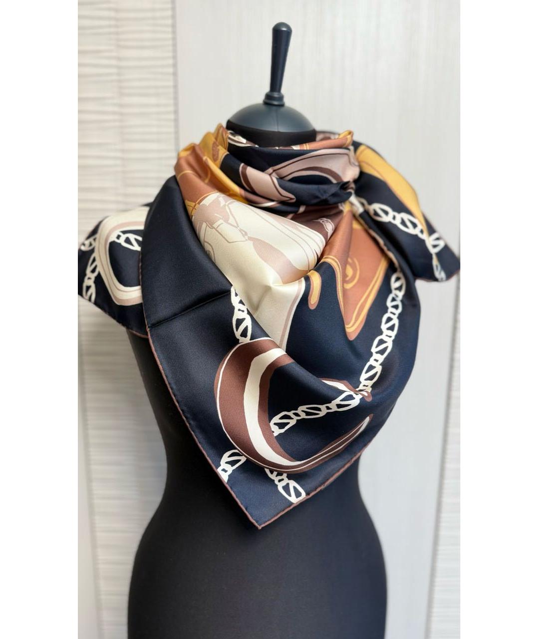 GUCCI Коричневый шелковый платок, фото 2