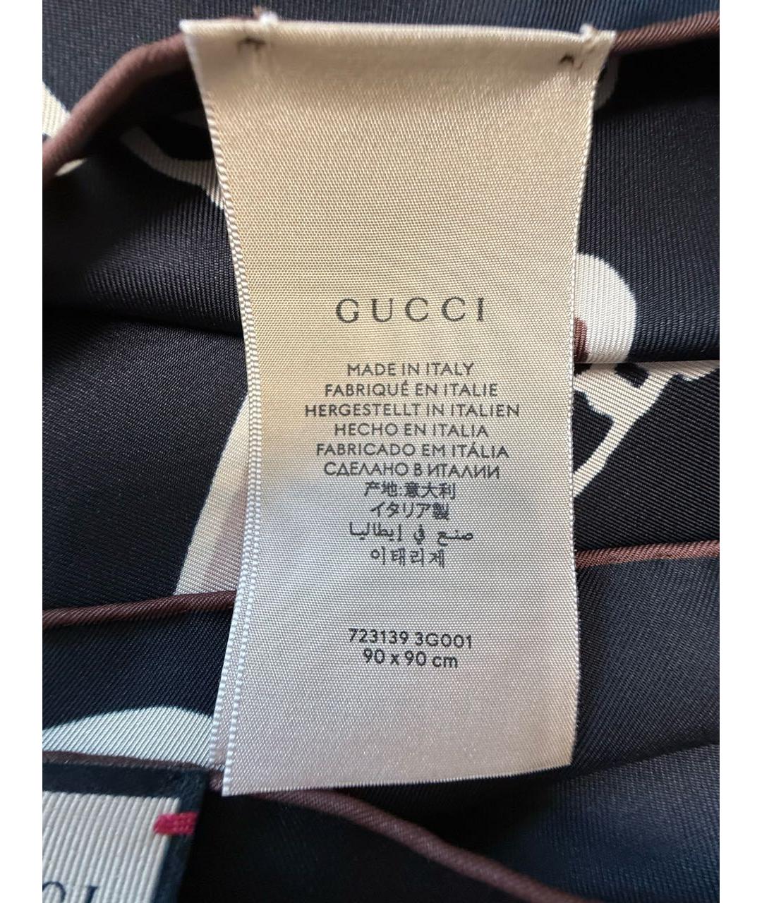 GUCCI Коричневый шелковый платок, фото 8
