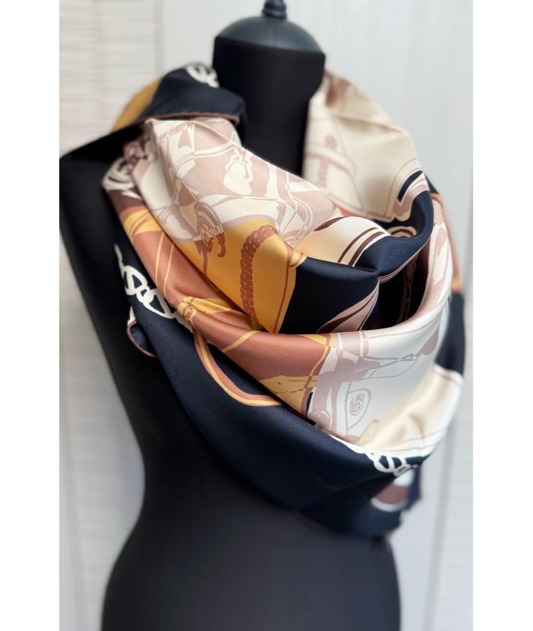 GUCCI Коричневый шелковый платок, фото 5