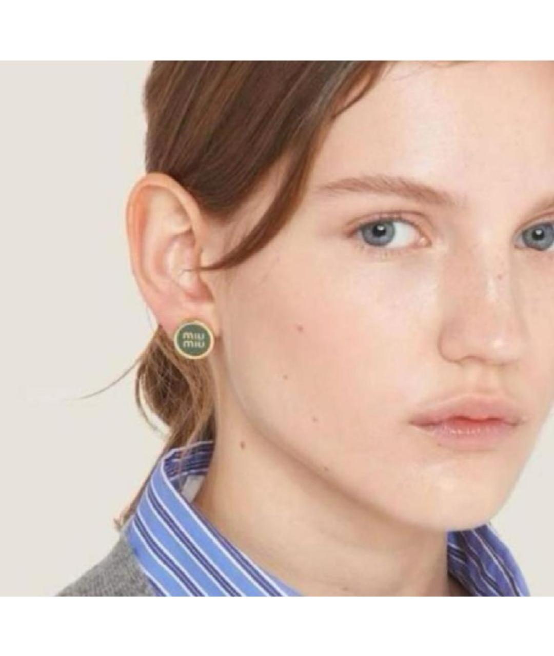 MIU MIU Бирюзовые металлические серьги, фото 4