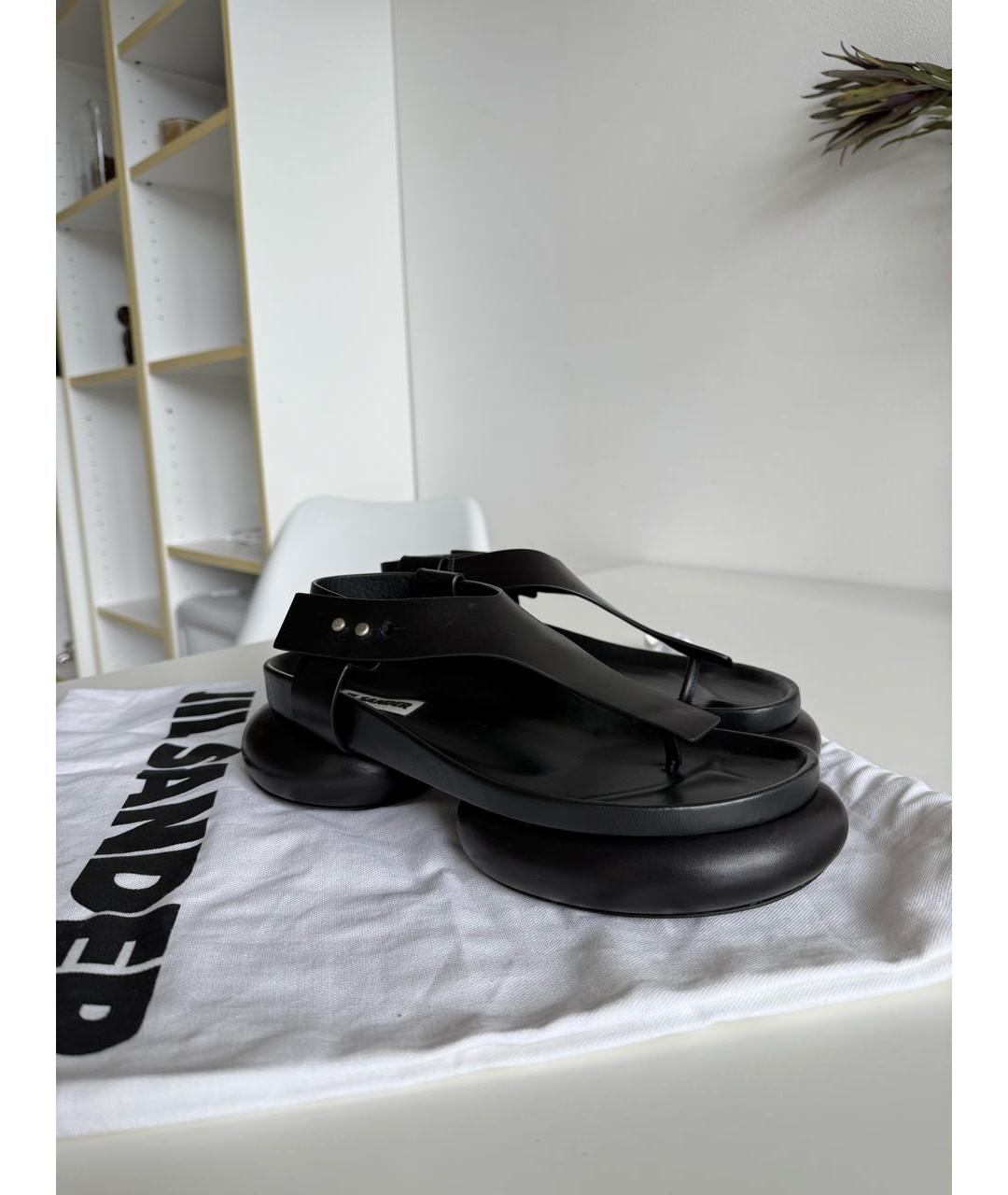 JIL SANDER Черные кожаные сандалии, фото 4