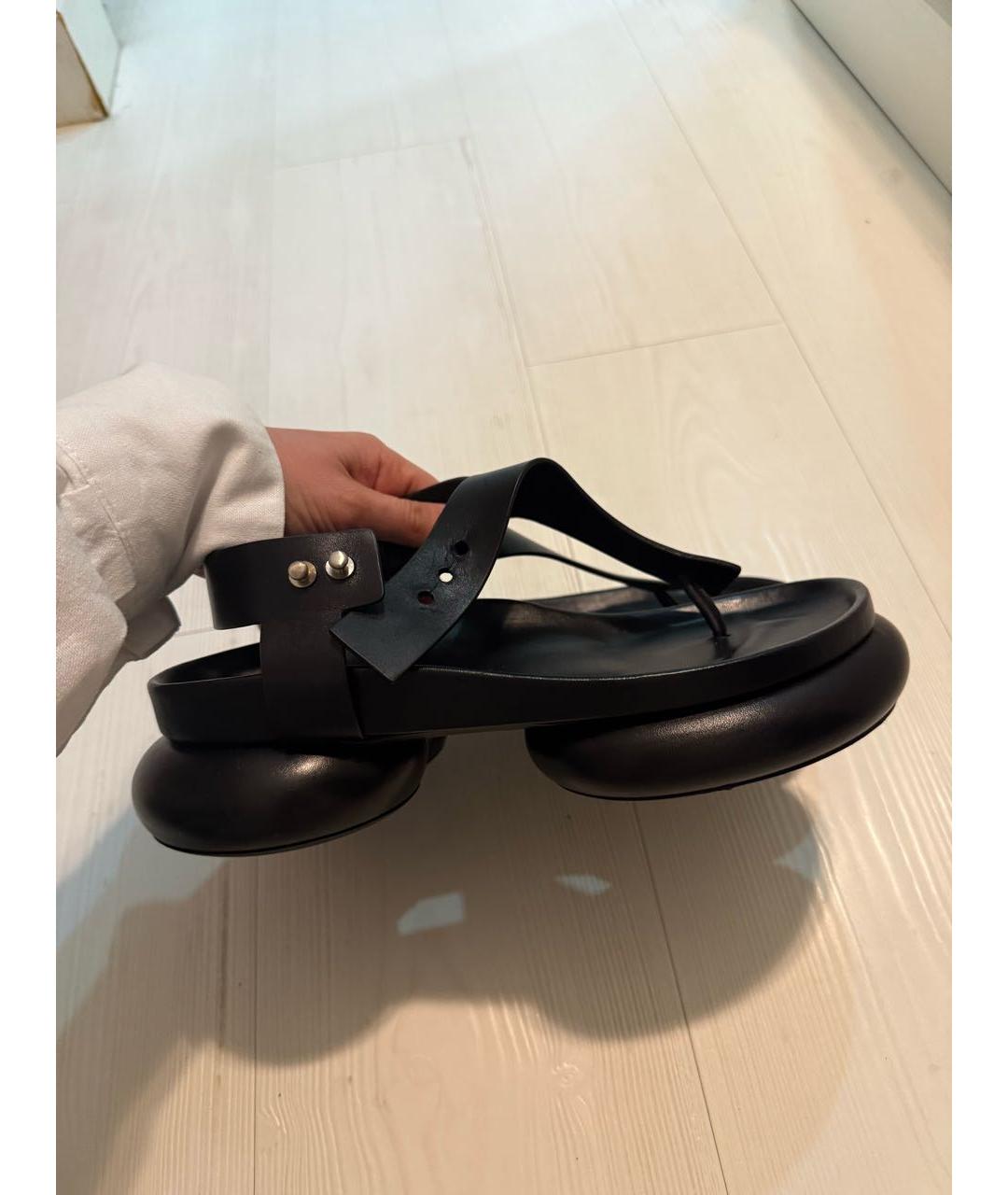 JIL SANDER Черные кожаные сандалии, фото 5