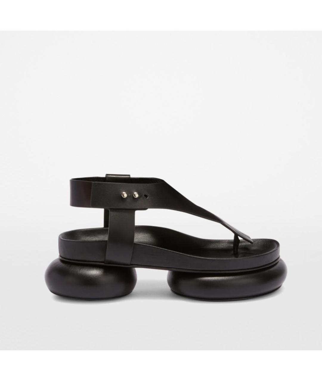 JIL SANDER Черные кожаные сандалии, фото 6