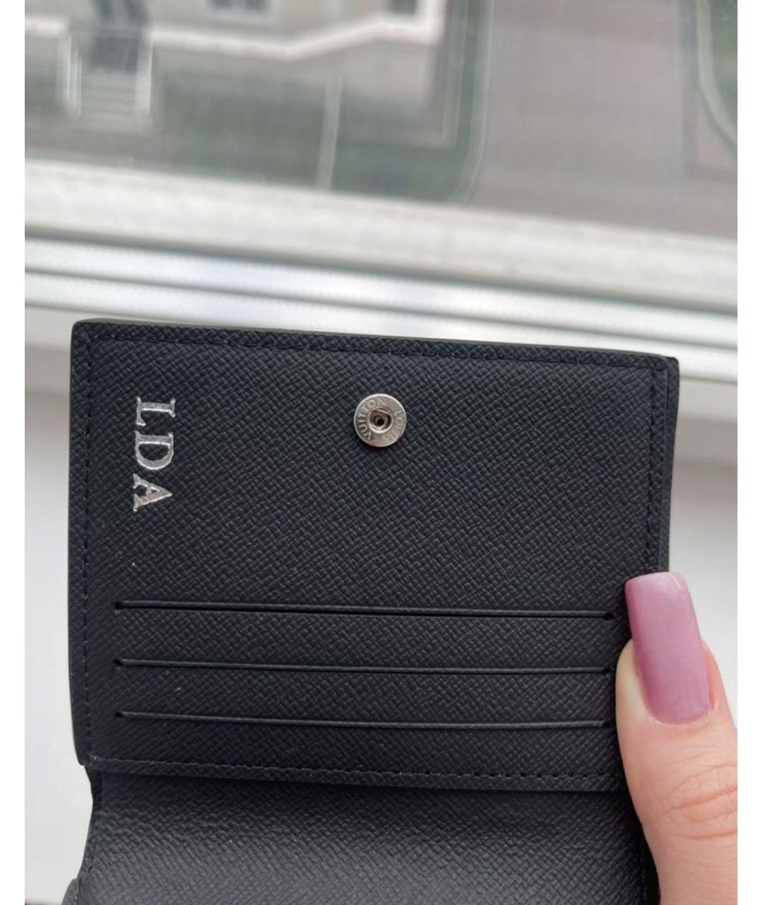 LOUIS VUITTON Черный кожаный кошелек, фото 4