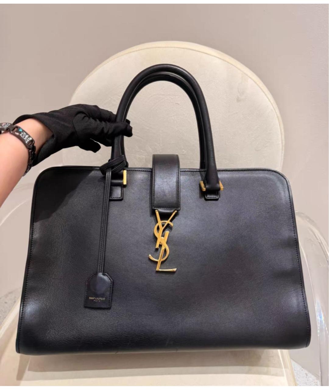 SAINT LAURENT Черная кожаная сумка тоут, фото 6