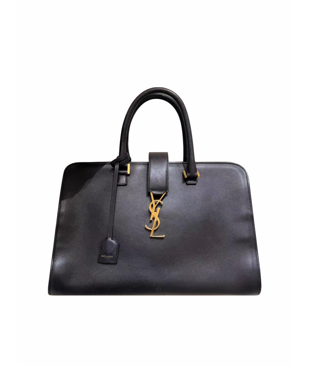 SAINT LAURENT Черная кожаная сумка тоут, фото 1