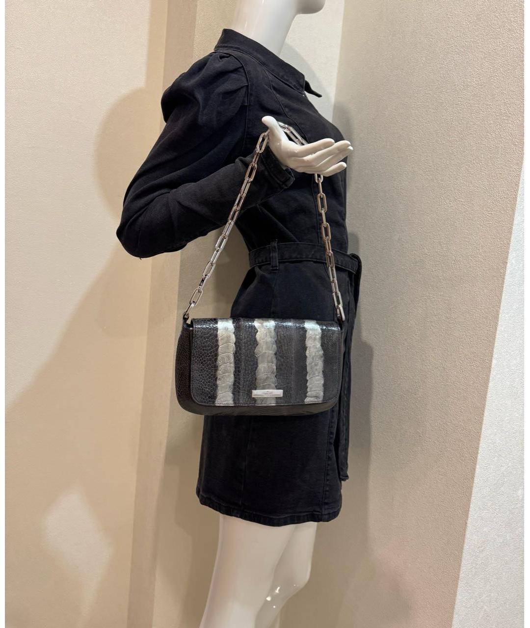 GUCCI Антрацитовая сумка через плечо из экзотической кожи, фото 4