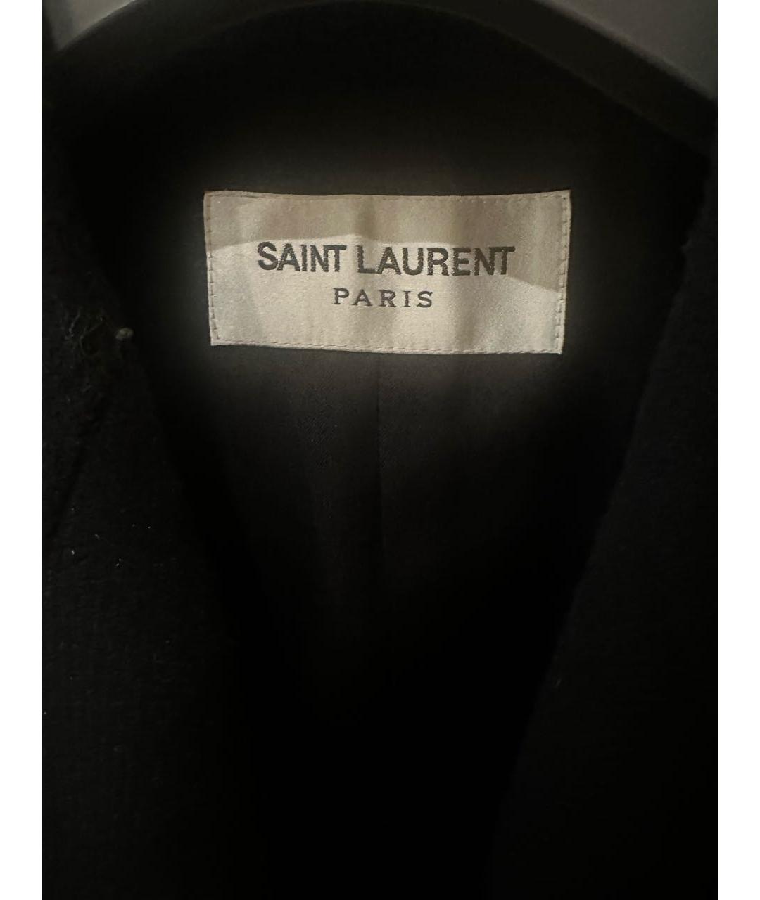SAINT LAURENT Черное шерстяное пальто, фото 3