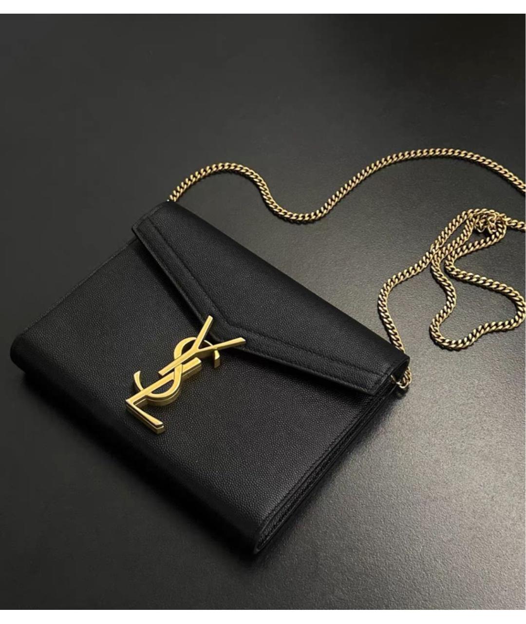 SAINT LAURENT Черная кожаная сумка через плечо, фото 6