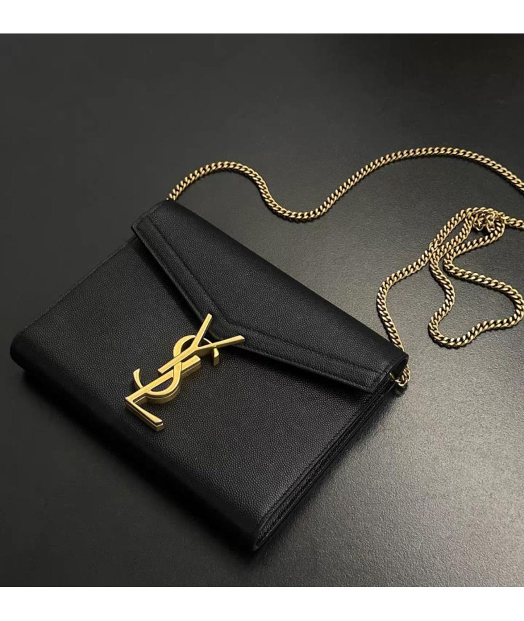 SAINT LAURENT Черная кожаная сумка через плечо, фото 2