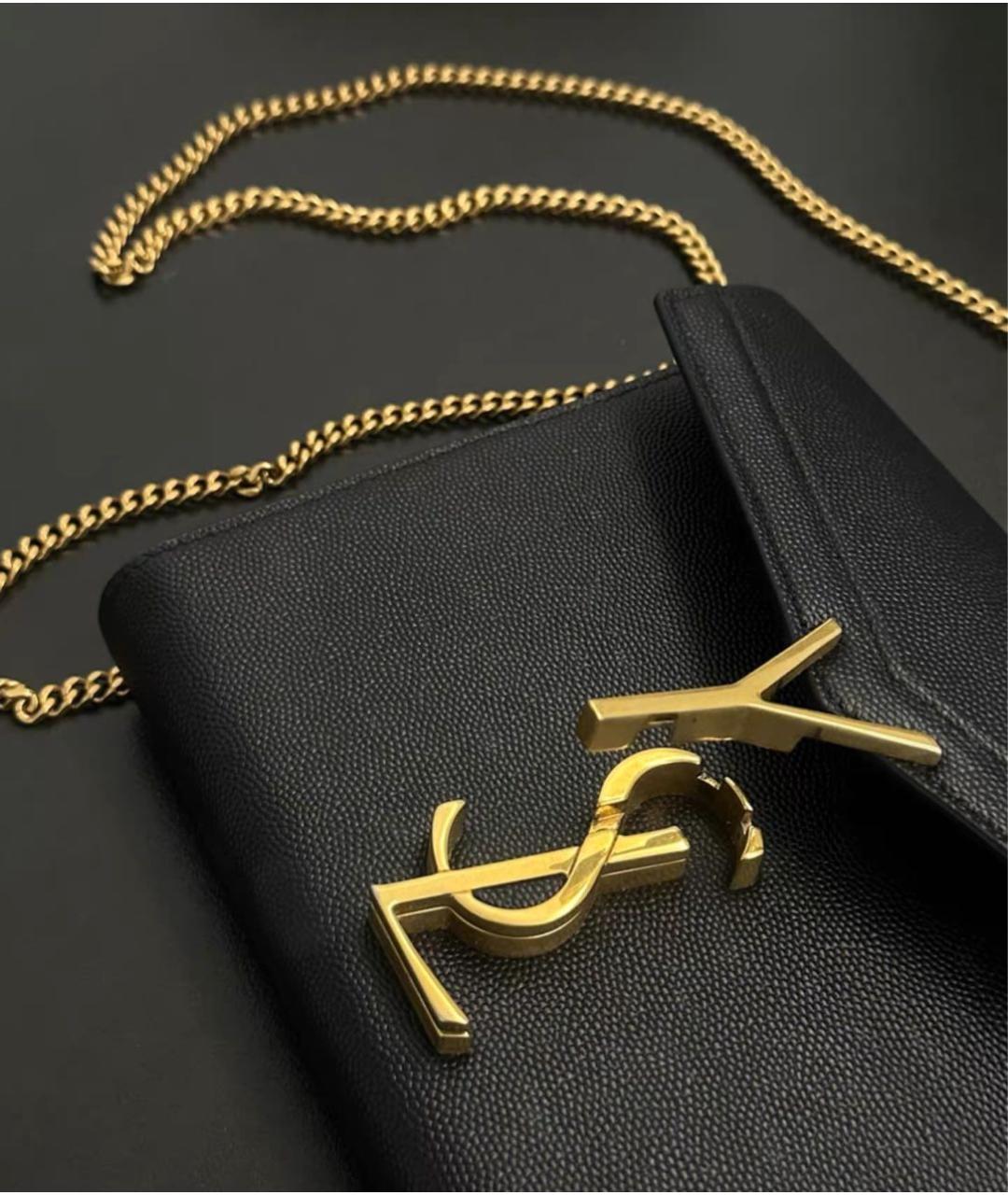 SAINT LAURENT Черная кожаная сумка через плечо, фото 4