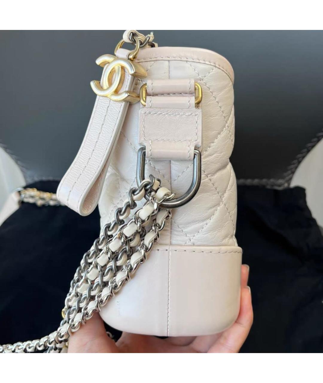 CHANEL Белая кожаная сумка через плечо, фото 4