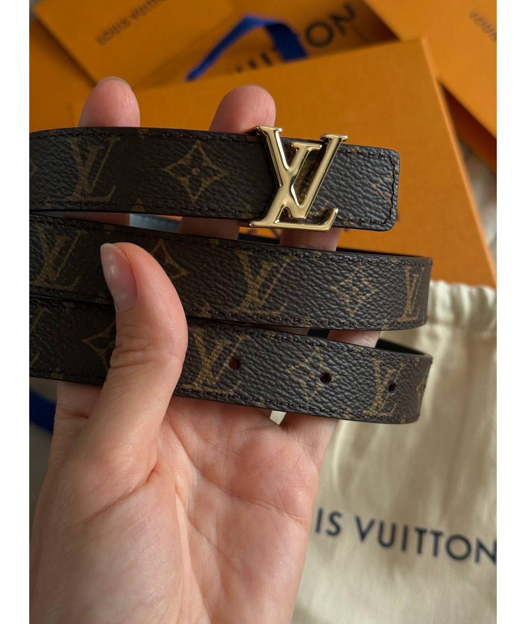 LOUIS VUITTON Коричневый кожаный ремень, фото 5