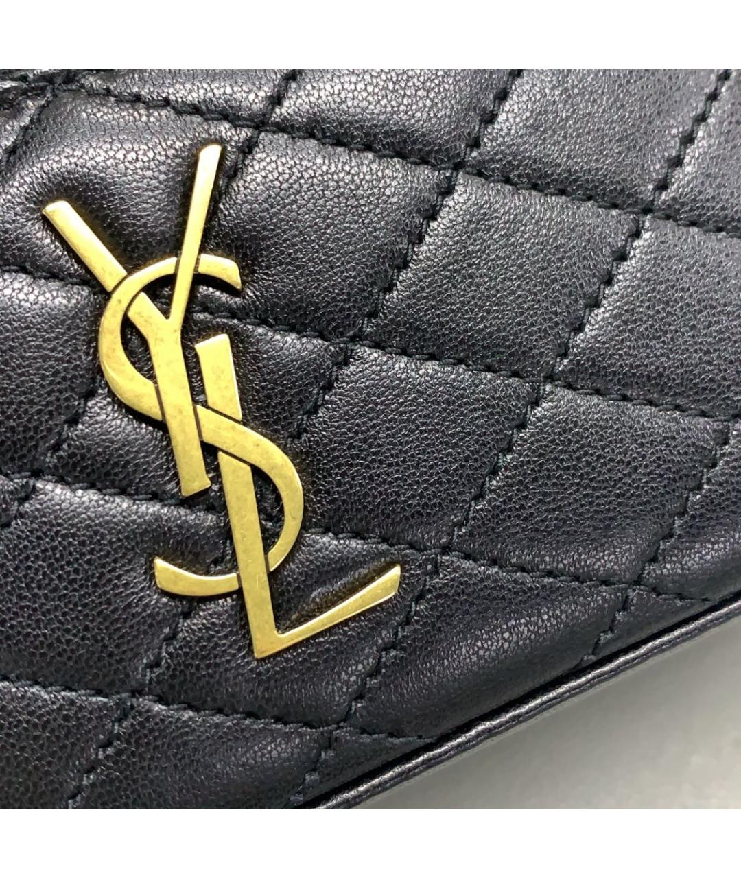 SAINT LAURENT Черная кожаная сумка через плечо, фото 7