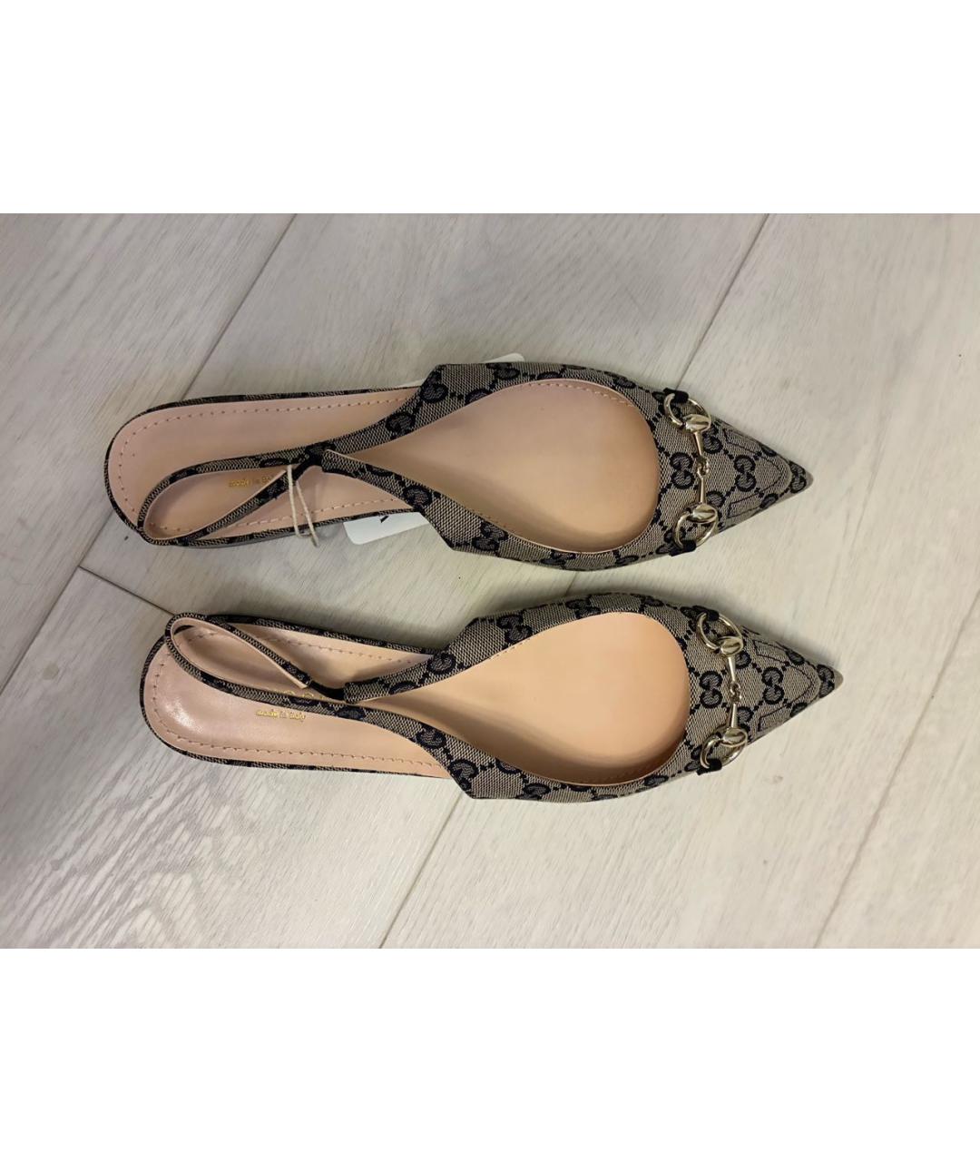 GUCCI Бежевые лодочки на низком каблуке, фото 2