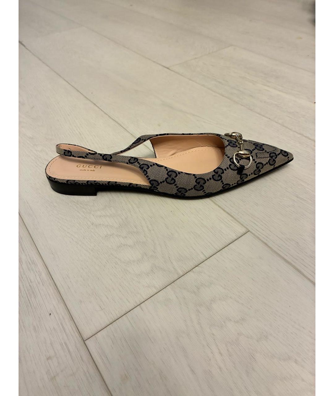 GUCCI Бежевые лодочки на низком каблуке, фото 3