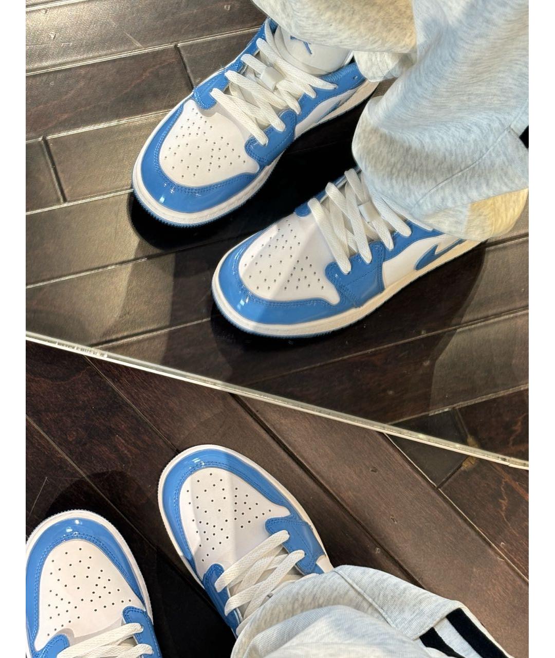JORDAN Голубые кроссовки из лакированной кожи, фото 4