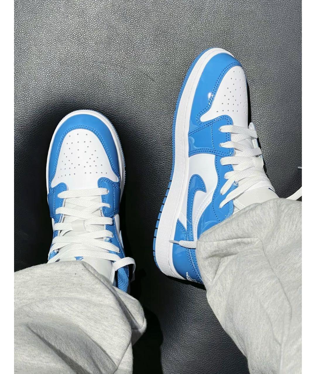 JORDAN Голубые кроссовки из лакированной кожи, фото 2
