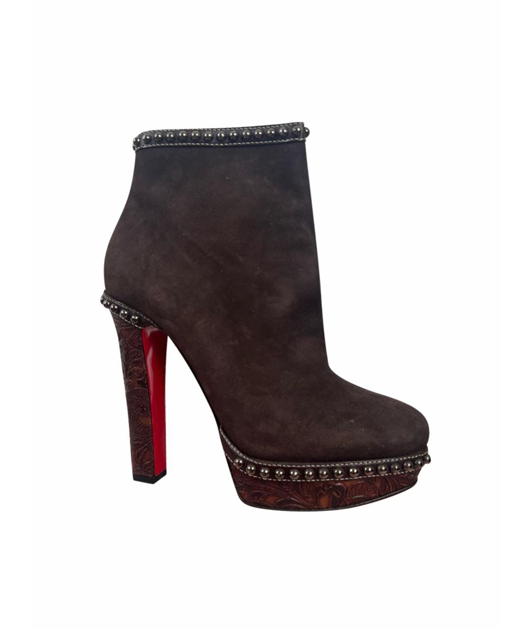 CHRISTIAN LOUBOUTIN Коричневые ботильоны, фото 1