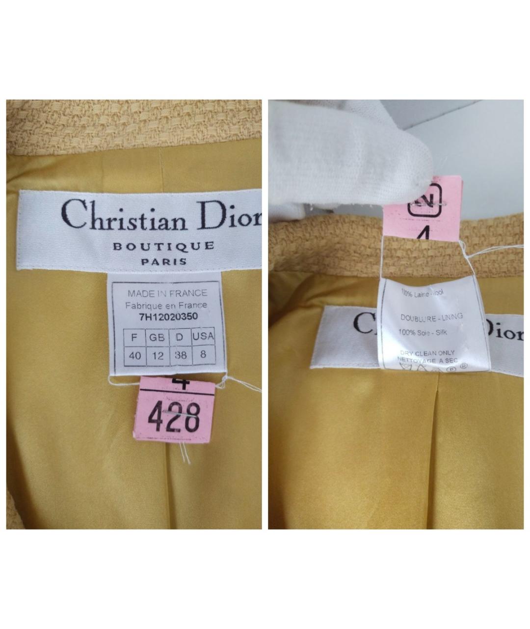 CHRISTIAN DIOR Бежевый шерстяной жакет/пиджак, фото 8