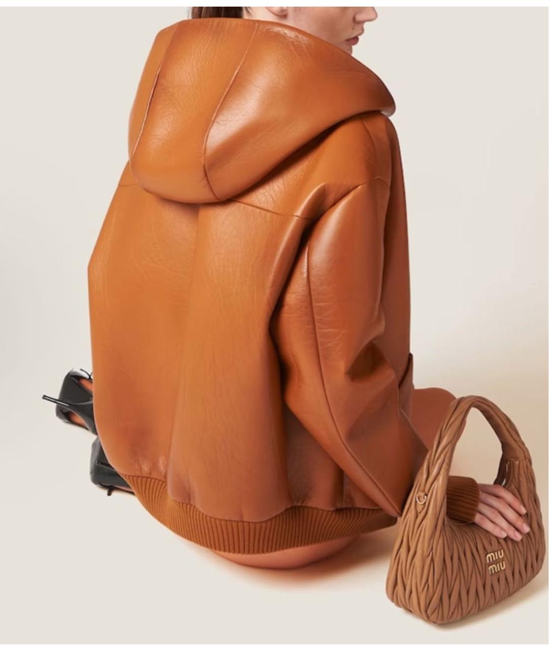 MIU MIU Коричневая кожаная куртка, фото 4