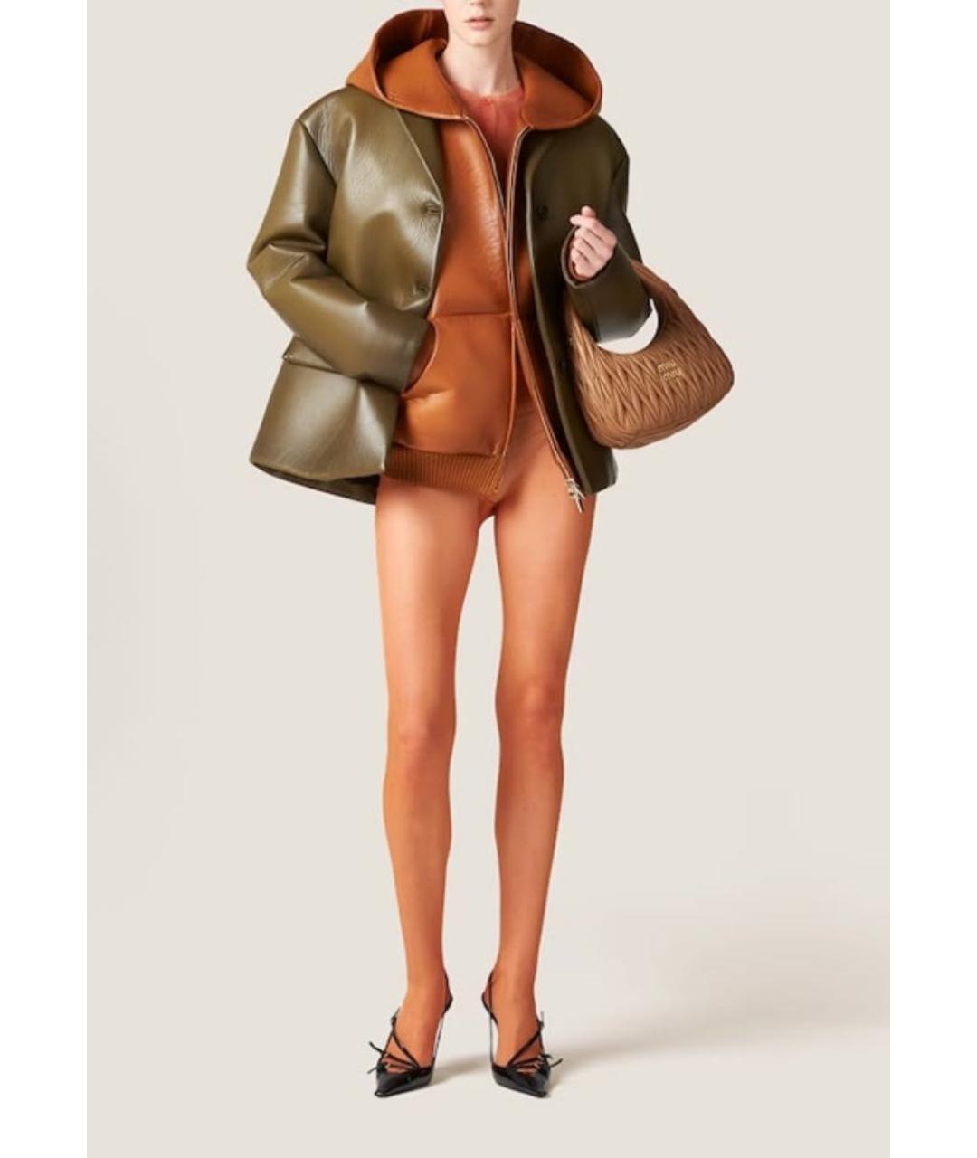 MIU MIU Коричневая кожаная куртка, фото 2