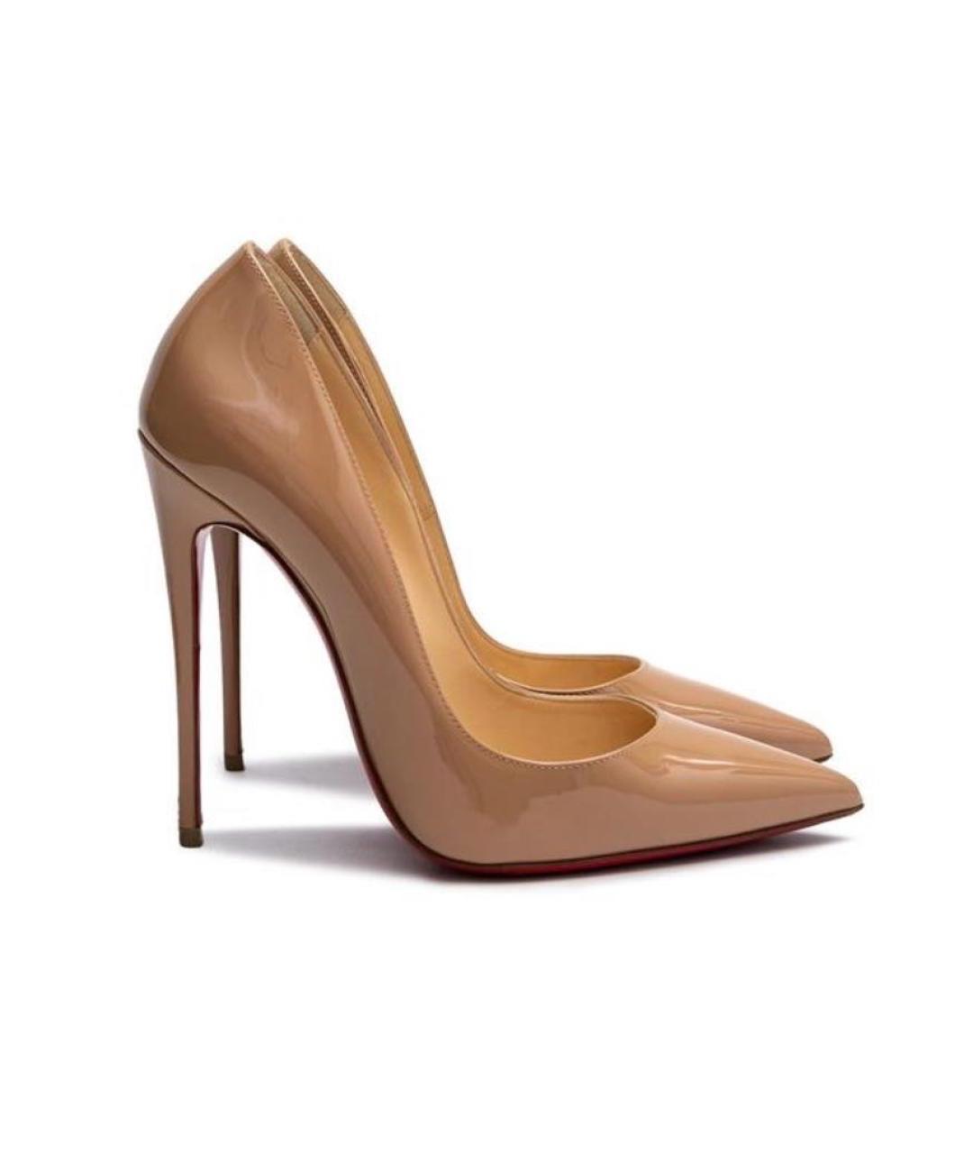 CHRISTIAN LOUBOUTIN Бежевые туфли из лакированной кожи, фото 6
