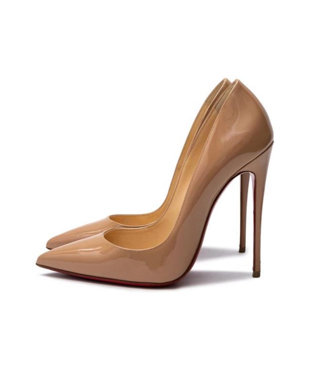 CHRISTIAN LOUBOUTIN Бежевые туфли из лакированной кожи, фото 5