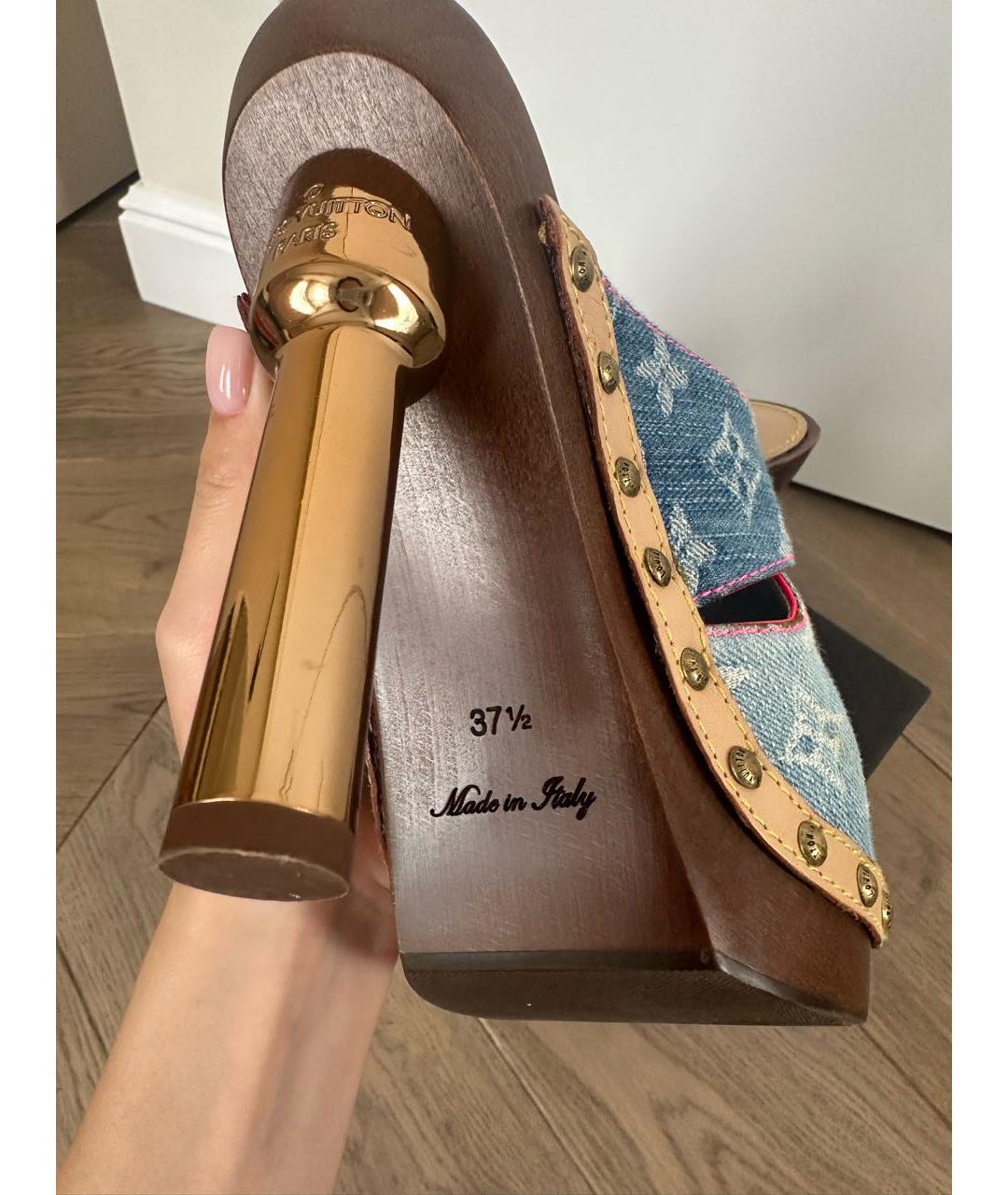 LOUIS VUITTON Мульти текстильные босоножки, фото 3