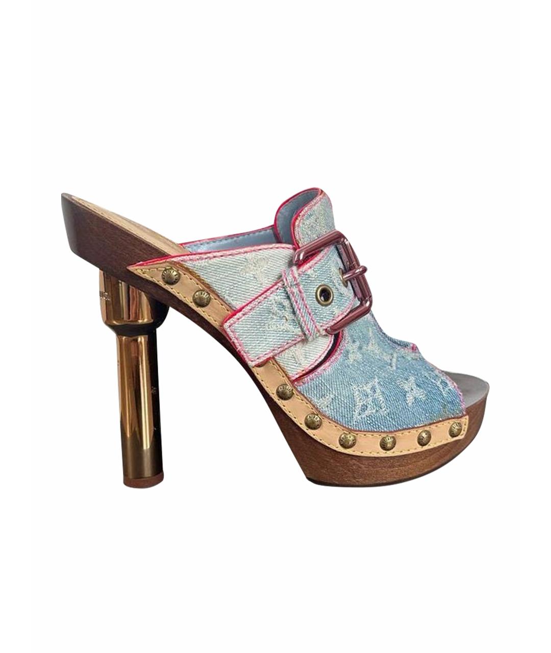 LOUIS VUITTON Мульти текстильные босоножки, фото 1