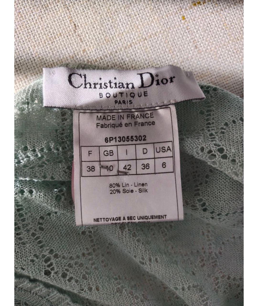 CHRISTIAN DIOR Бирюзовый льняной джемпер / свитер, фото 5