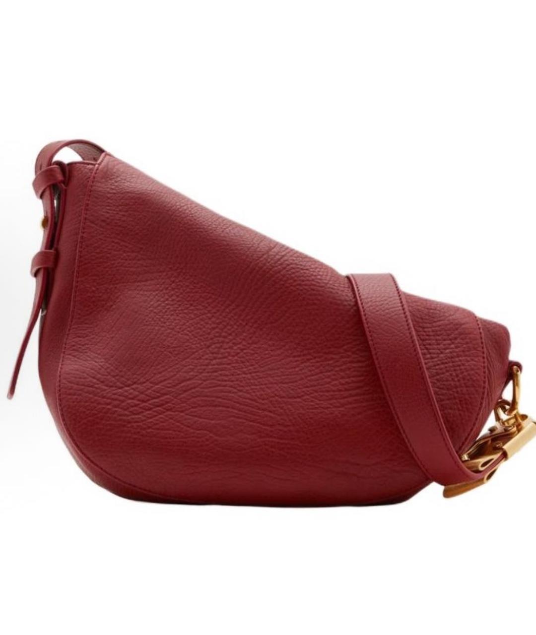 BURBERRY Бордовая кожаная сумка через плечо, фото 3