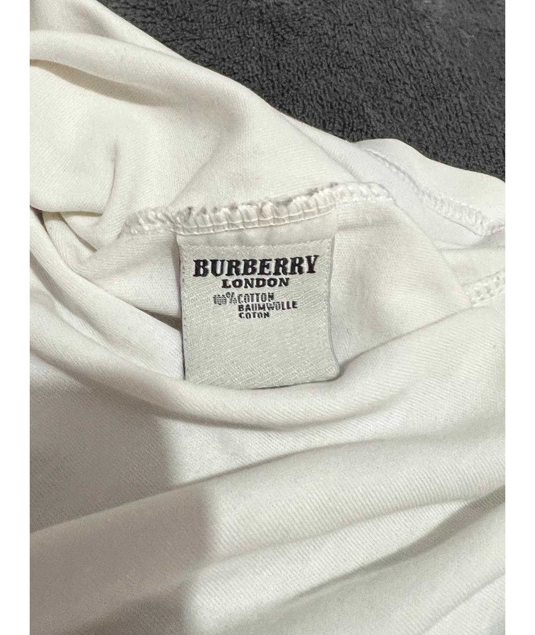 BURBERRY Белое хлопковое поло с коротким рукавом, фото 4