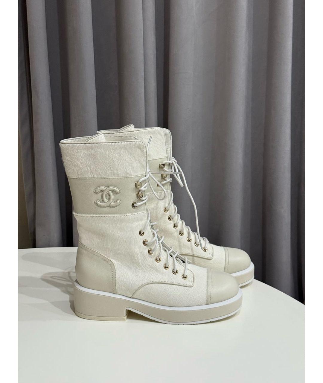 CHANEL Белые кожаные ботинки, фото 7