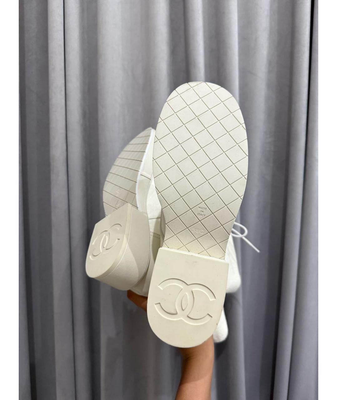 CHANEL Белые кожаные ботинки, фото 5