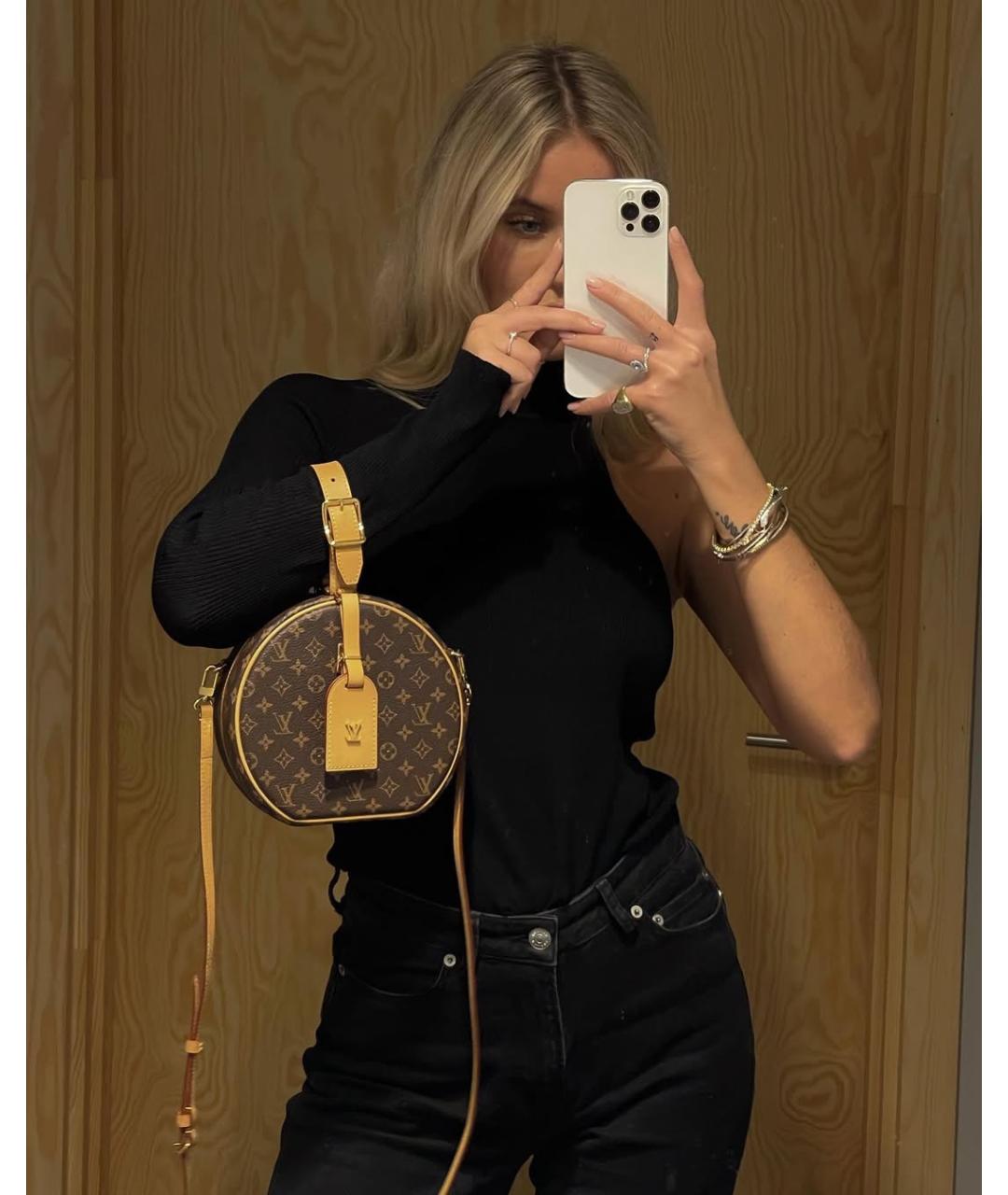 LOUIS VUITTON Коричневая кожаная сумка с короткими ручками, фото 4