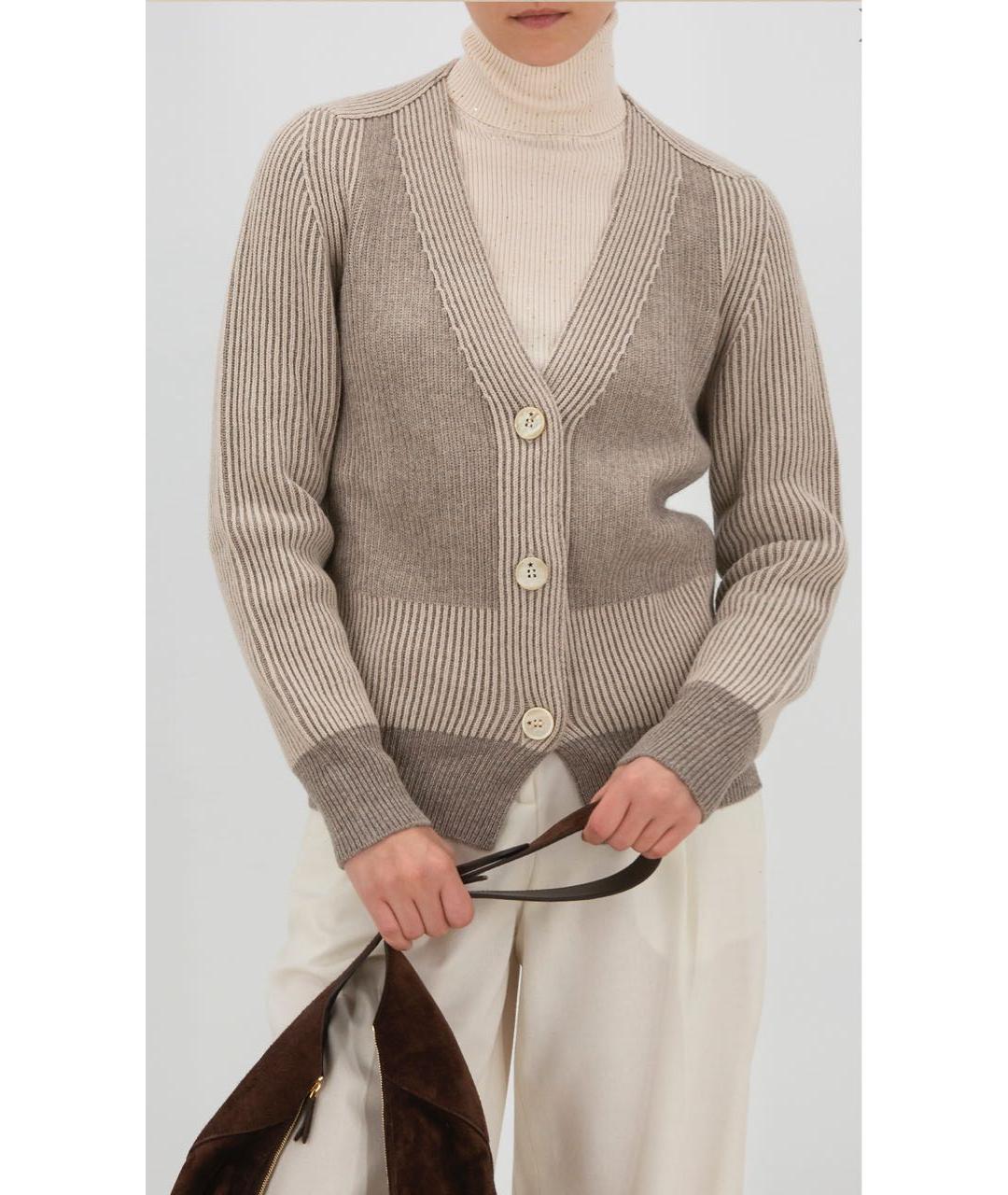 LORENA ANTONIAZZI Бежевый шерстяной кардиган, фото 7