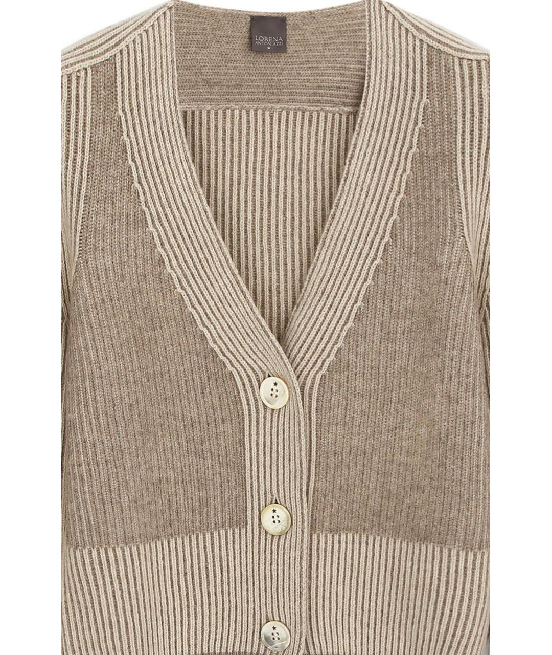LORENA ANTONIAZZI Бежевый шерстяной кардиган, фото 3
