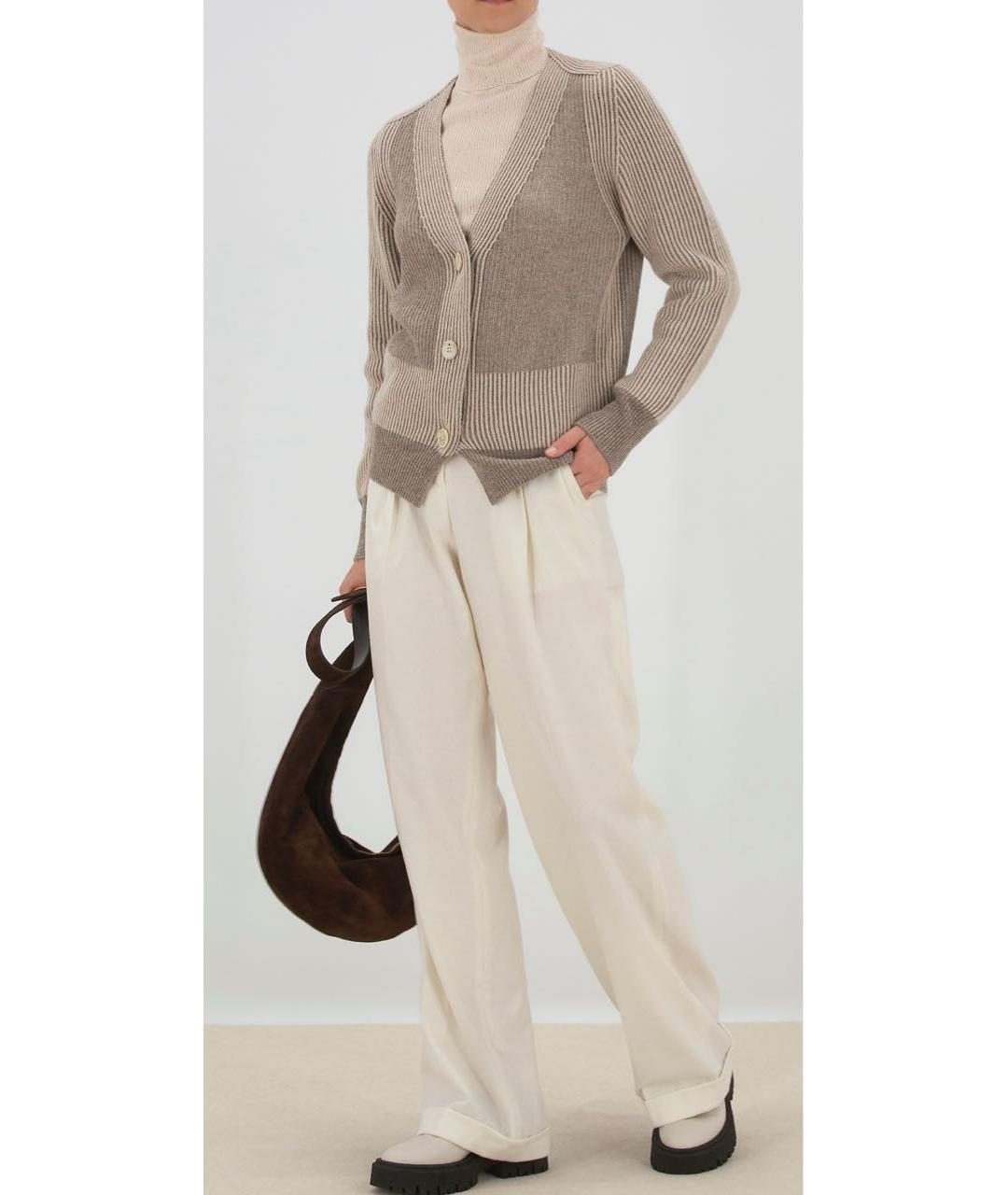 LORENA ANTONIAZZI Бежевый шерстяной кардиган, фото 8