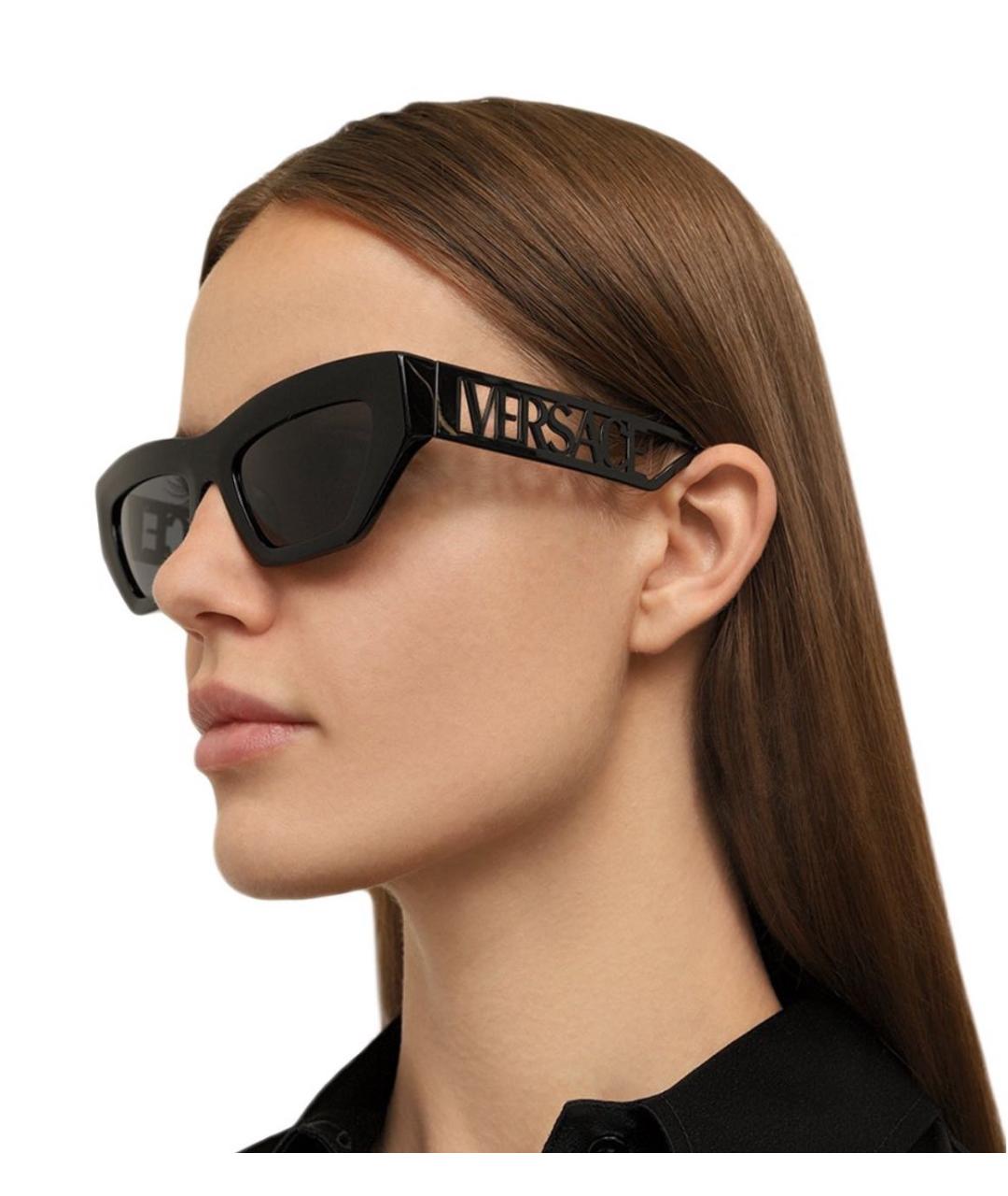 VERSACE Черные металлические солнцезащитные очки, фото 3